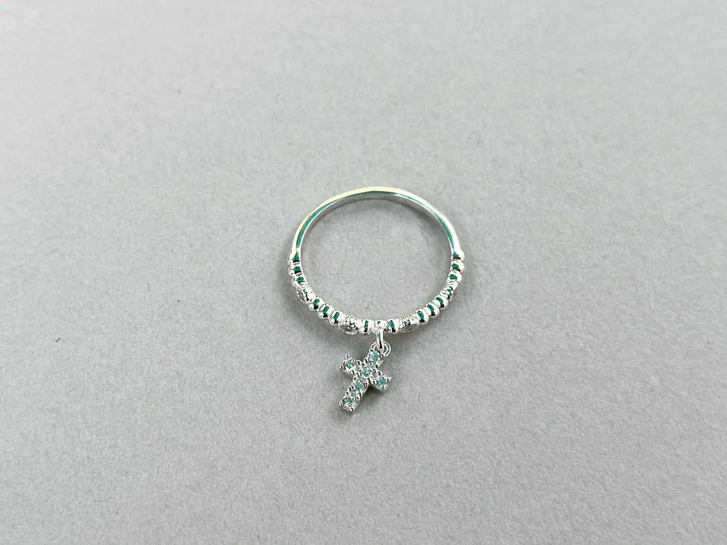 Sterling Silver Dangle Cross Ring
