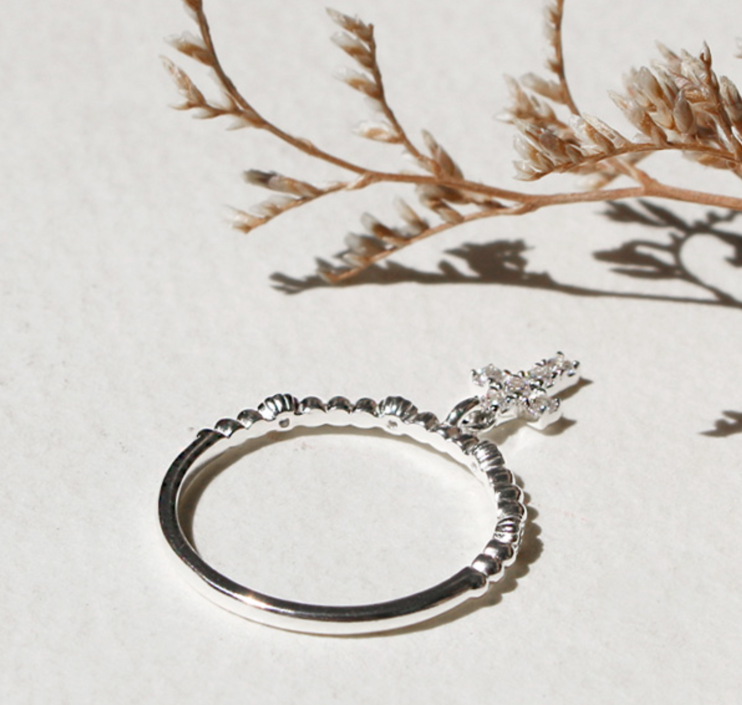 Sterling Silver Dangle Cross Ring