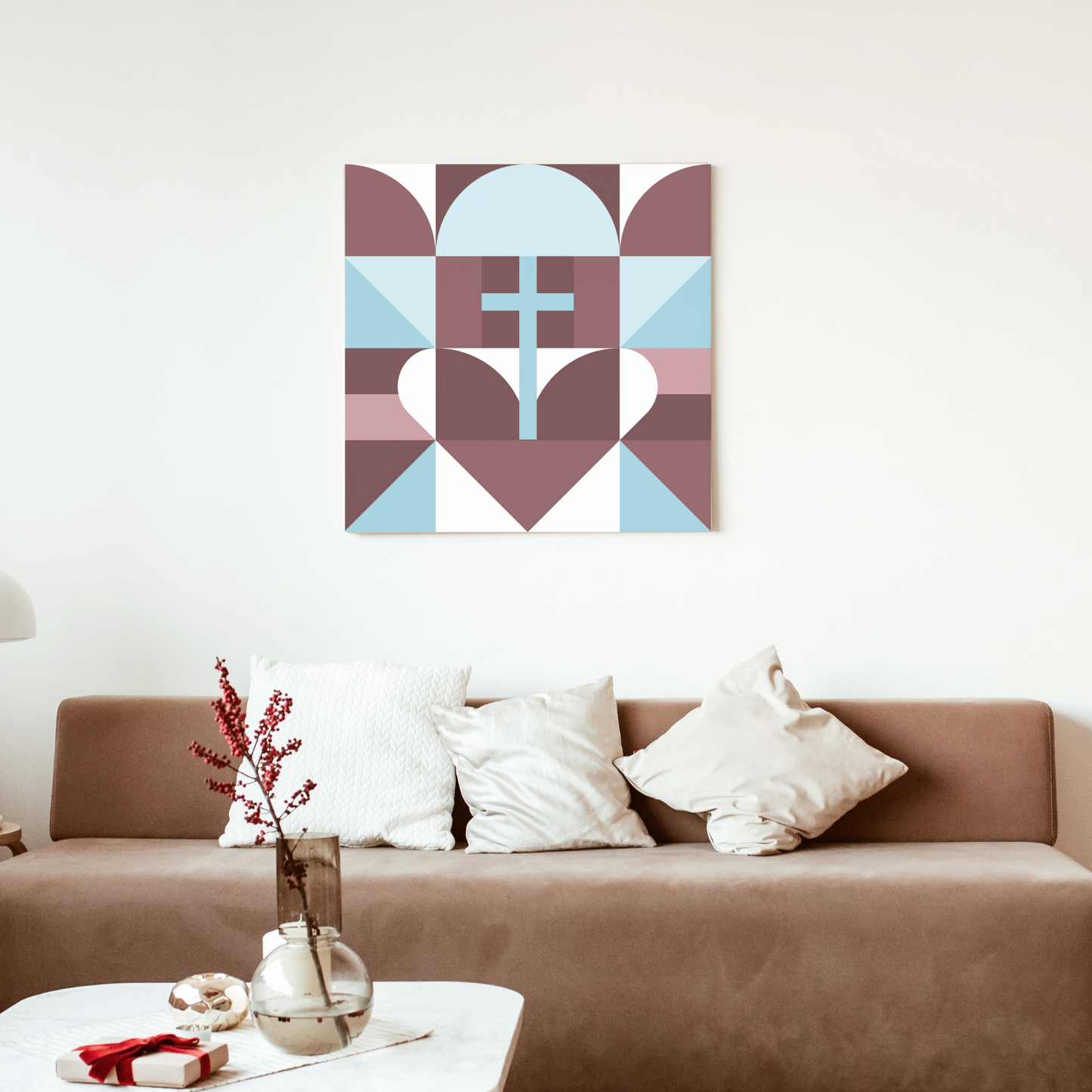 Printable Wall Arts, Beneath the Cross we Gather: A Geometric Ode to Christian Community and Love