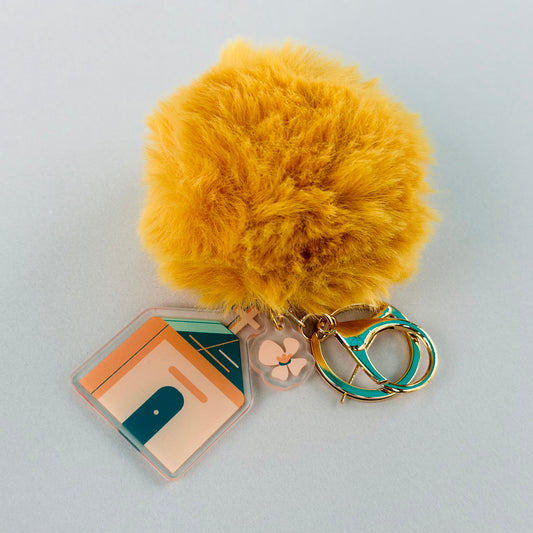 Bloom Church Key Chains with Fur Pompoms