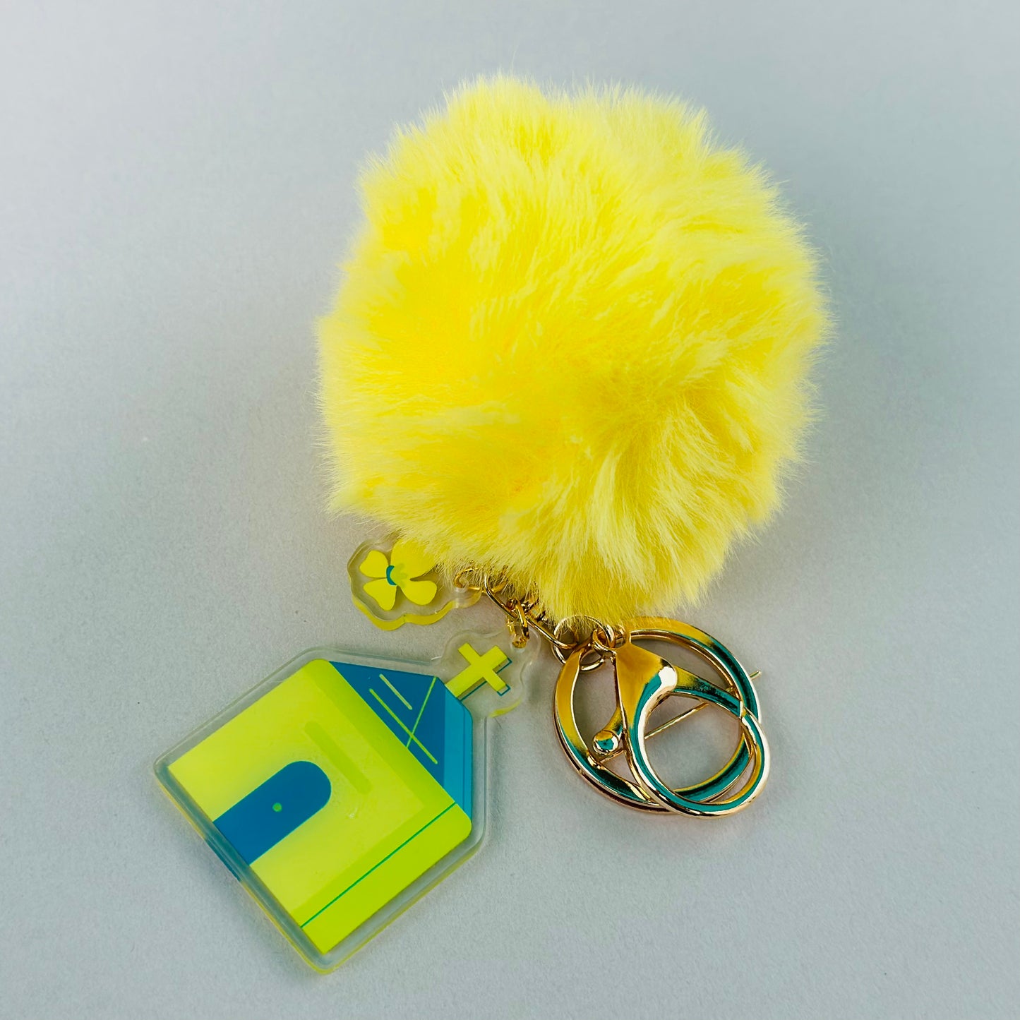 Bloom Church Key Chains with Fur Pompoms