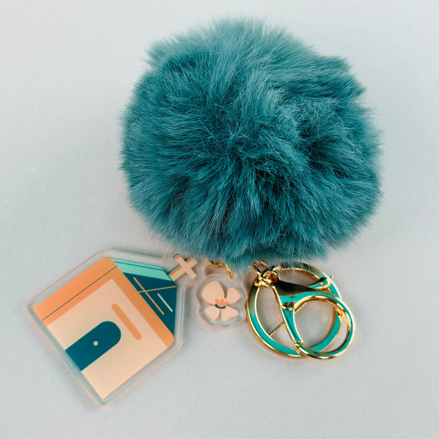 Bloom Church Key Chains with Fur Pompoms