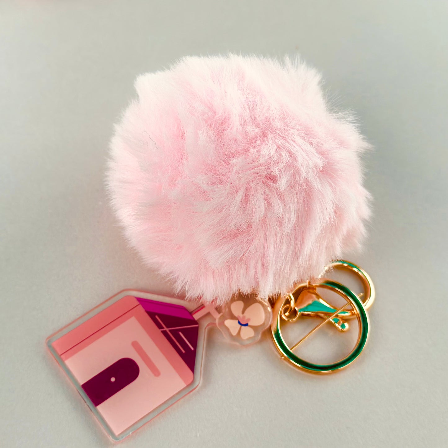 Bloom Church Key Chains with Fur Pompoms