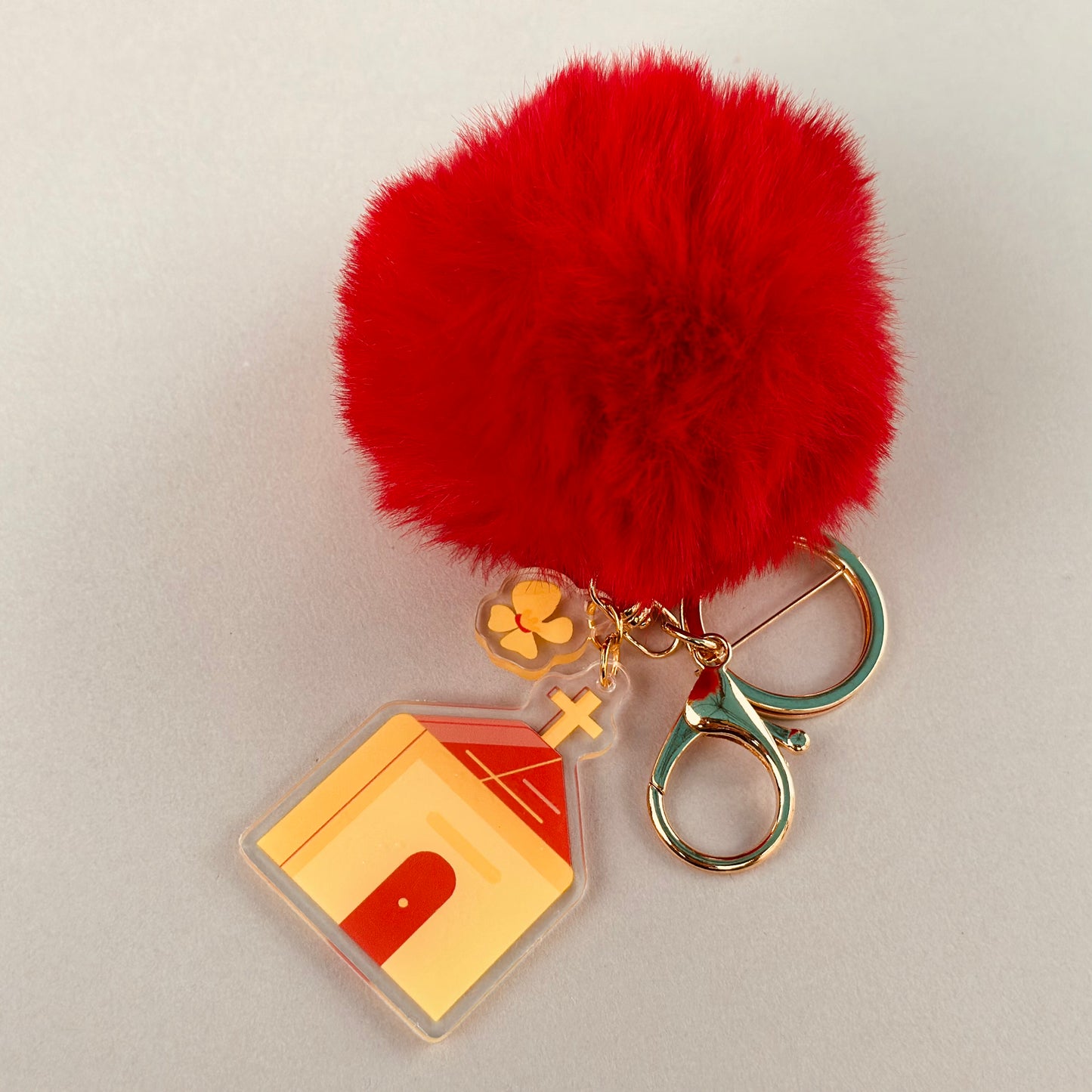 Bloom Church Key Chains with Fur Pompoms