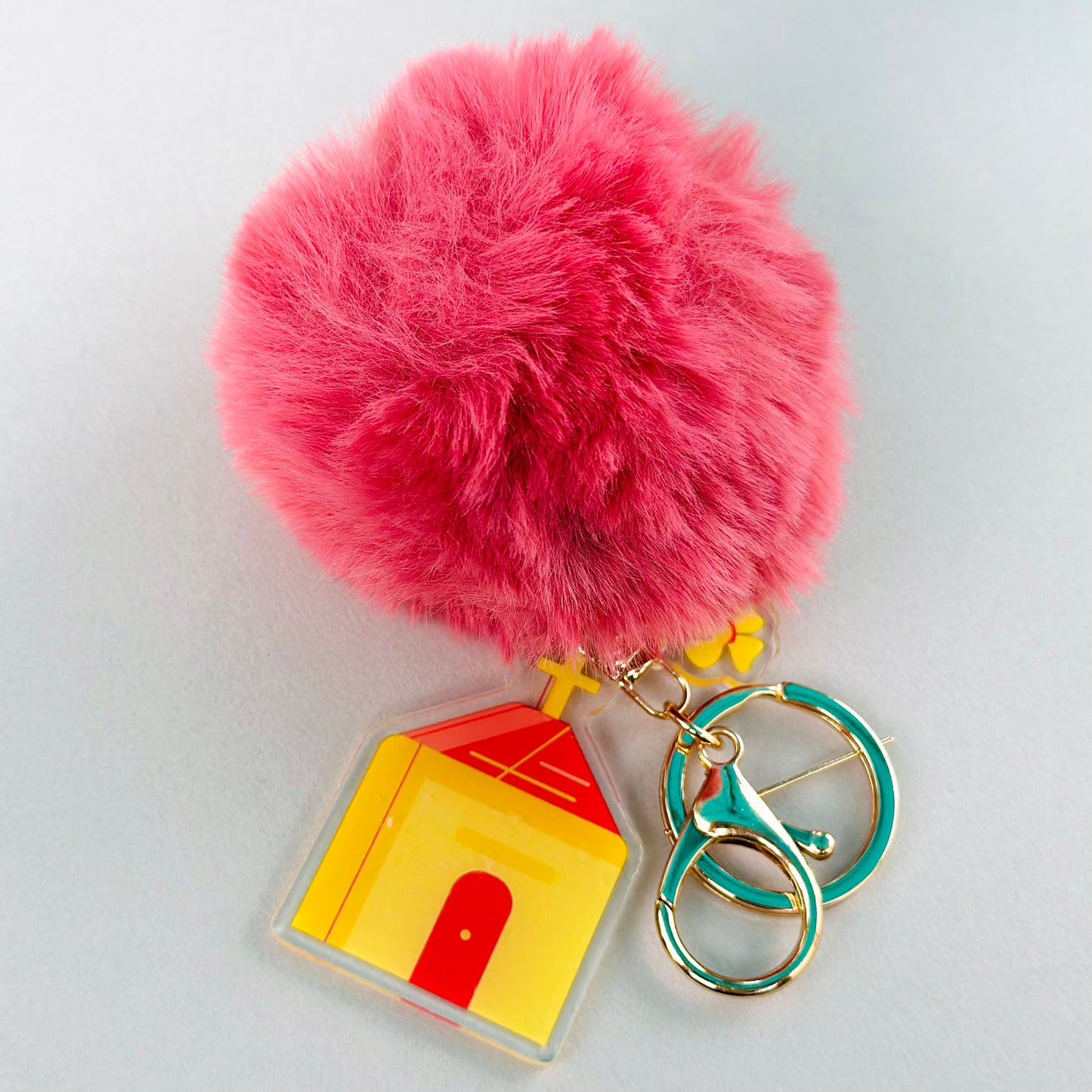 Bloom Church Key Chains with Fur Pompoms