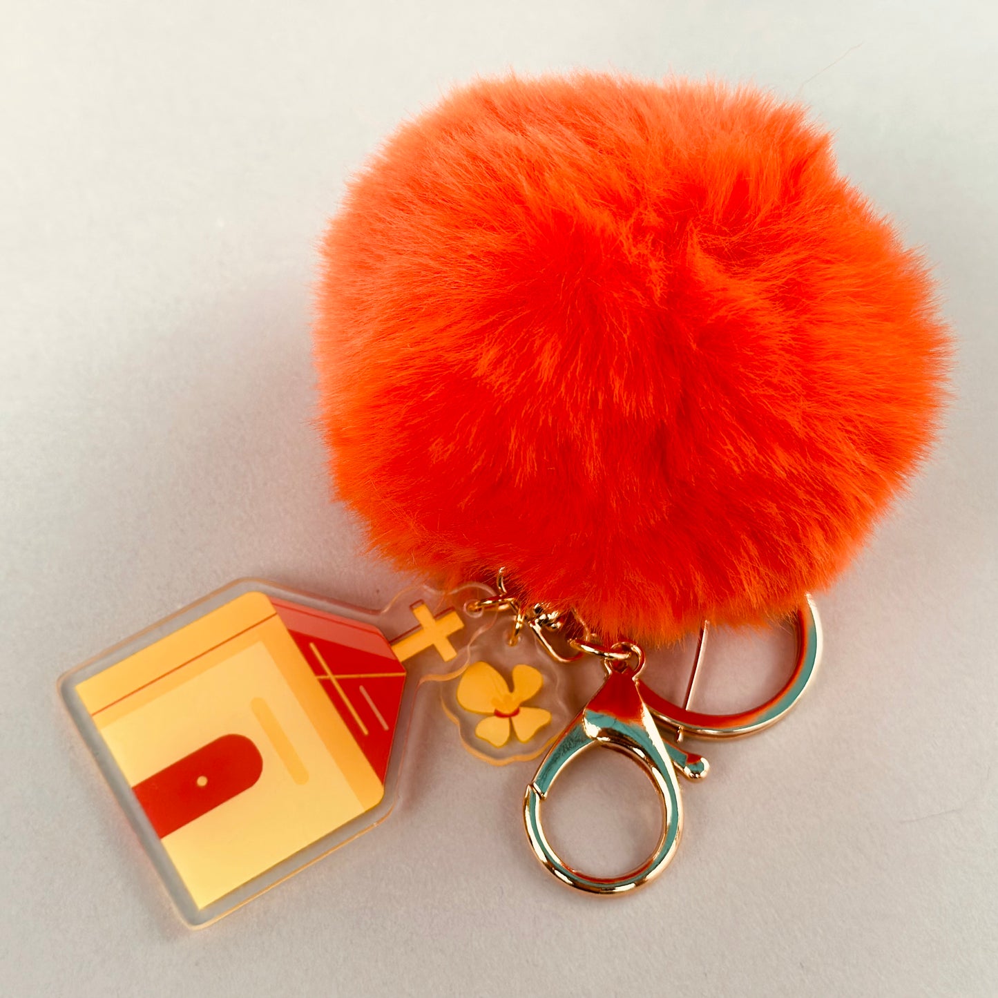 Bloom Church Key Chains with Fur Pompoms