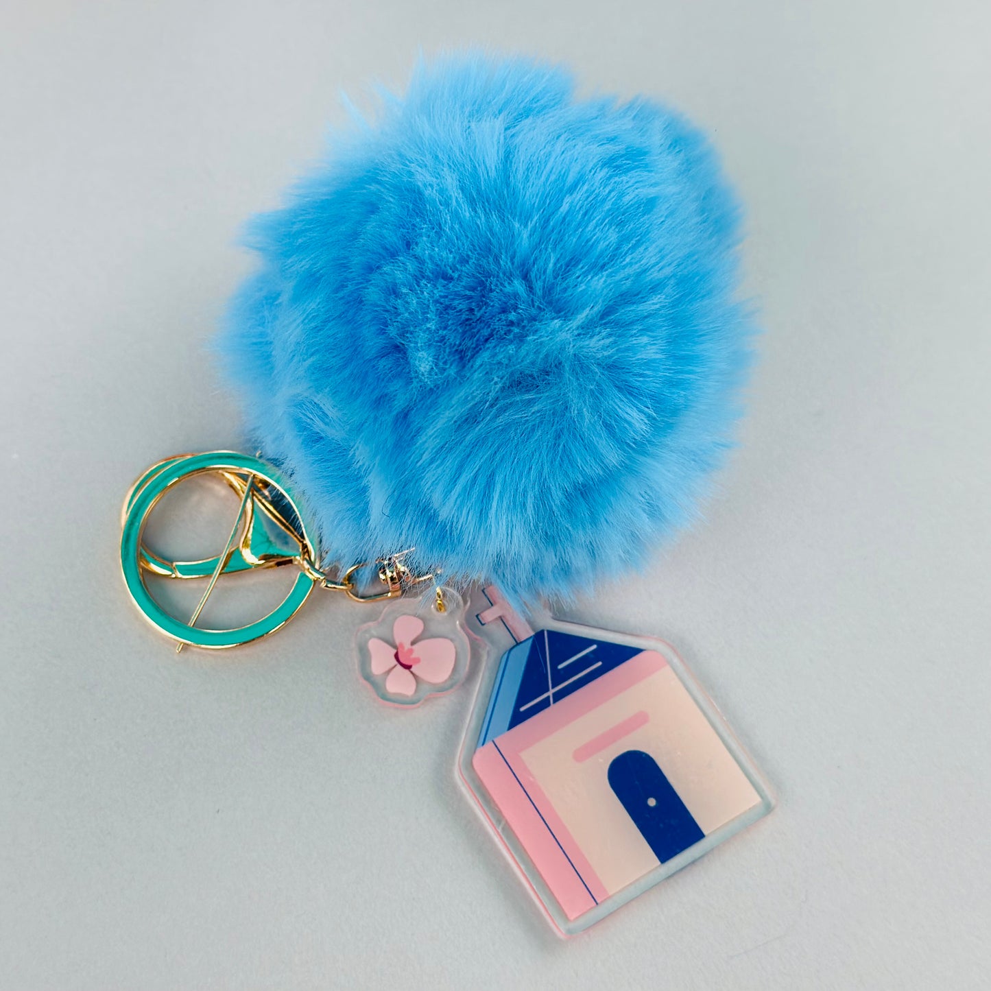 Bloom Church Key Chains with Fur Pompoms