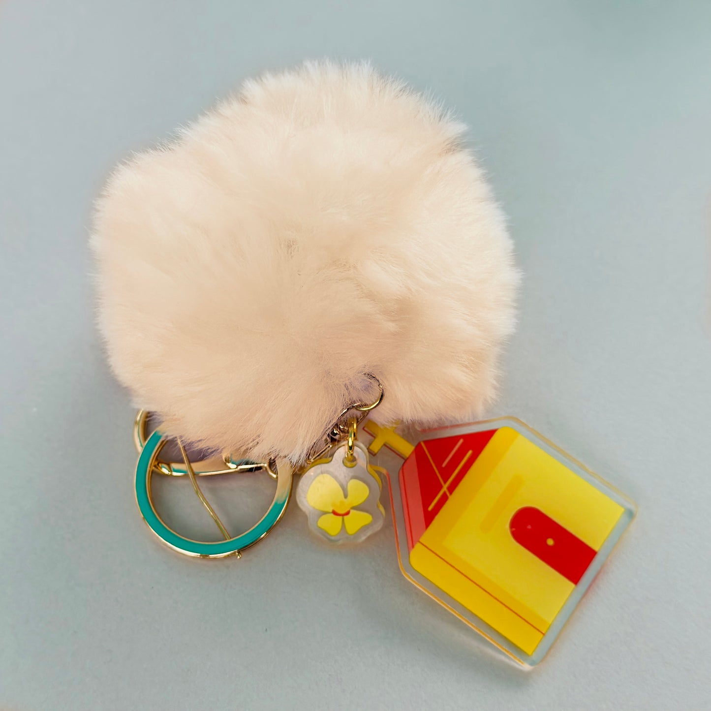 Bloom Church Key Chains with Fur Pompoms