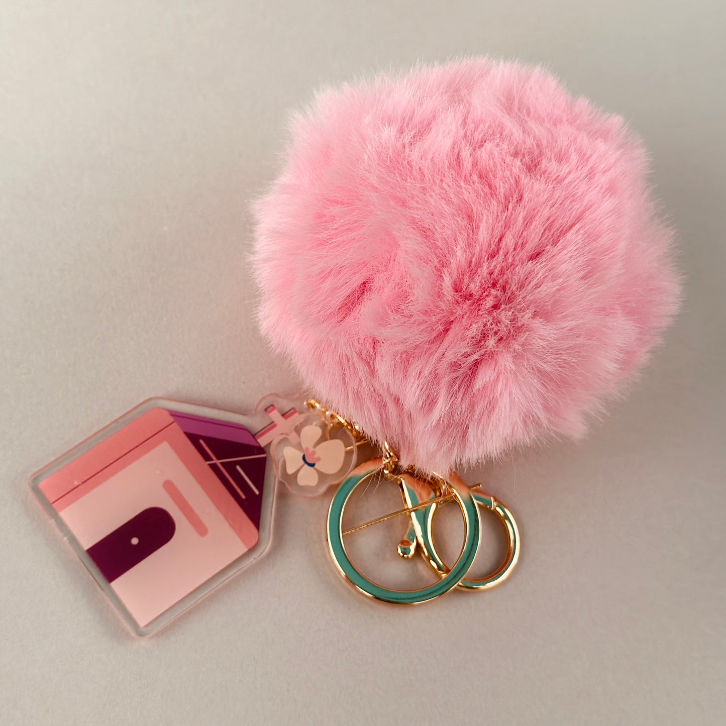 Bloom Church Key Chains with Fur Pompoms