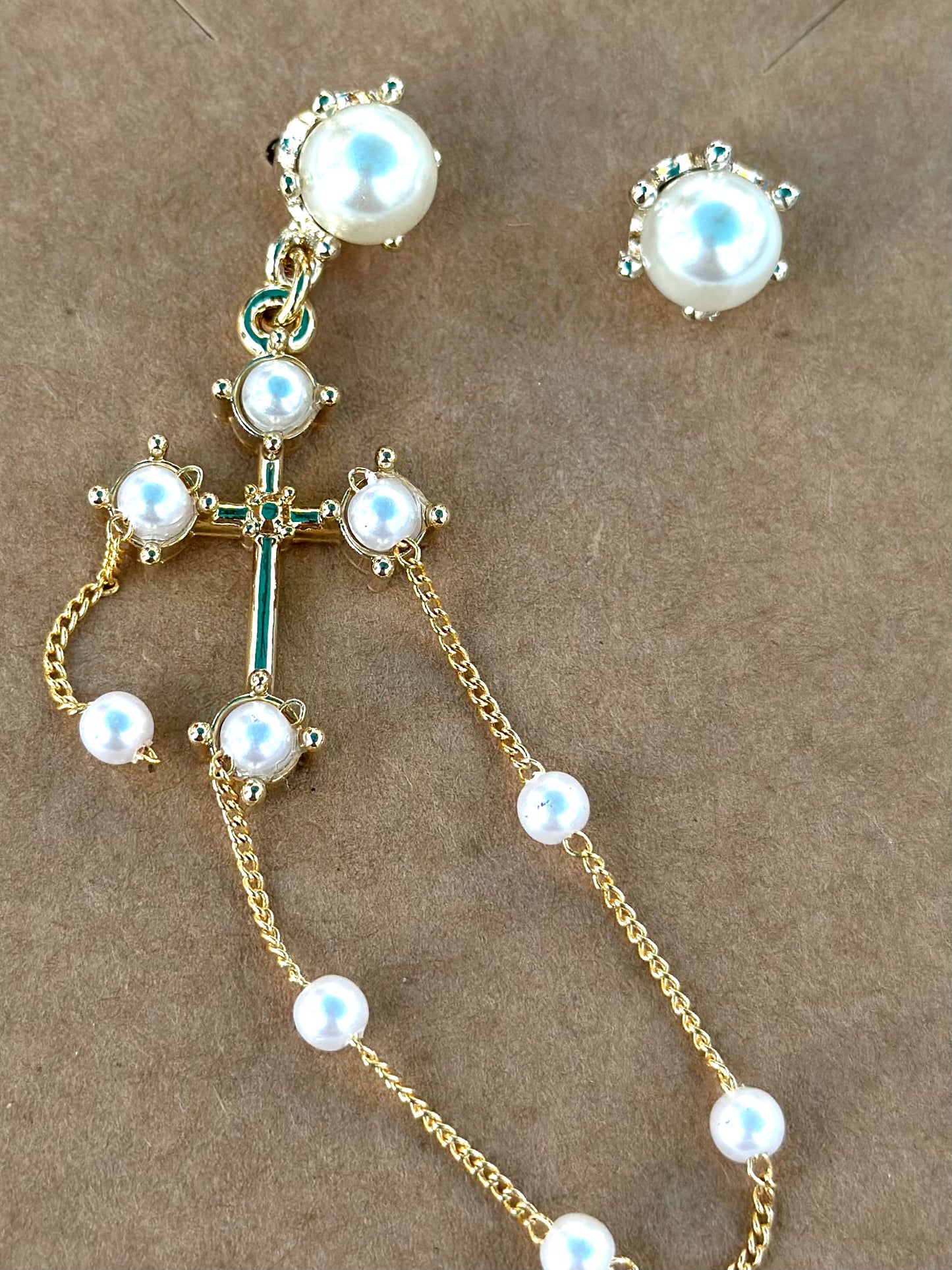 Pearl Chain Unbalance Earrings