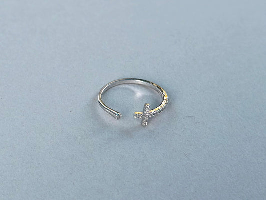 Sterling Silver Base: BB Single Cross Ring