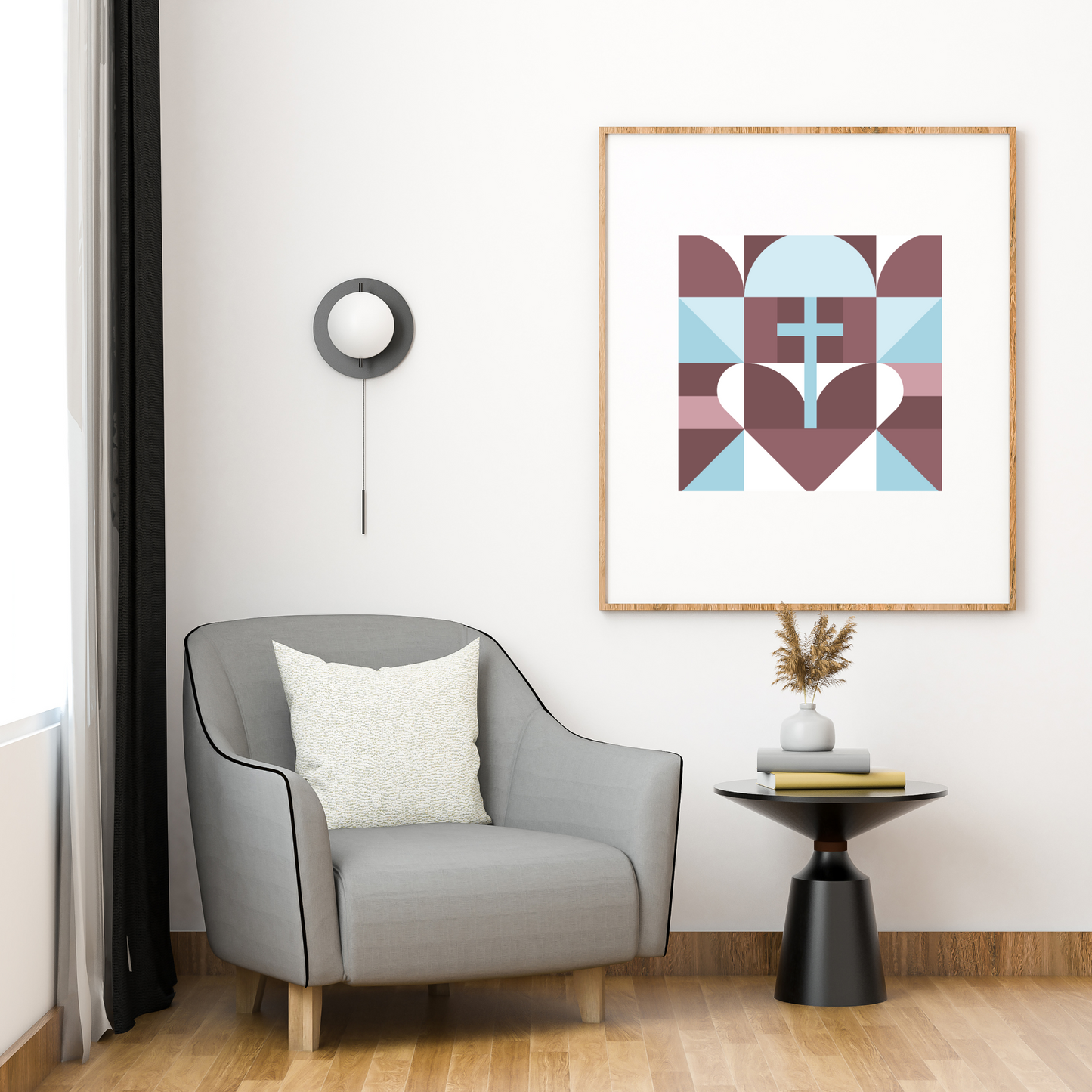 Printable Wall Arts, Beneath the Cross we Gather: A Geometric Ode to Christian Community and Love