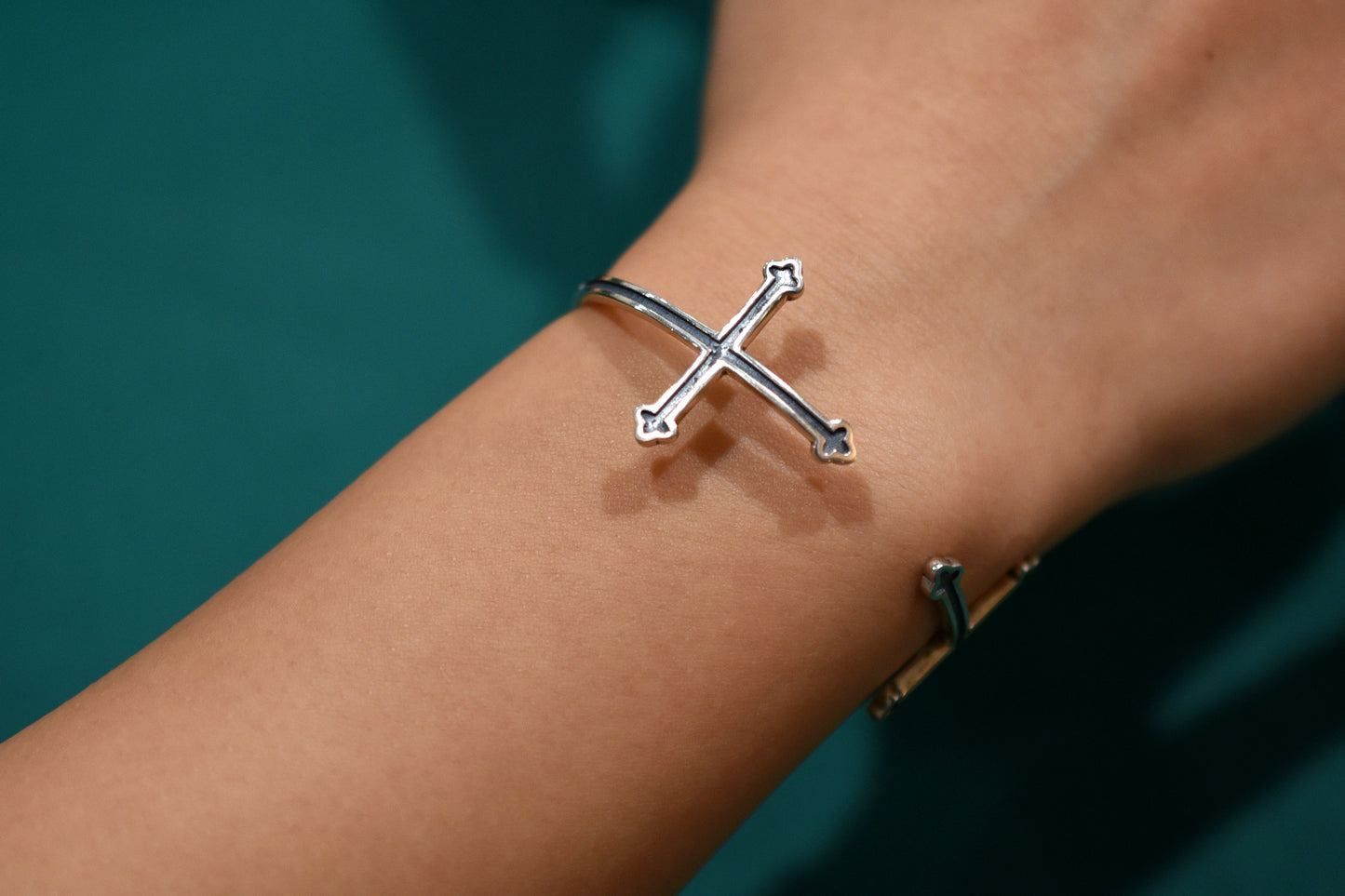 Bottony Cross Cuff Bracelet