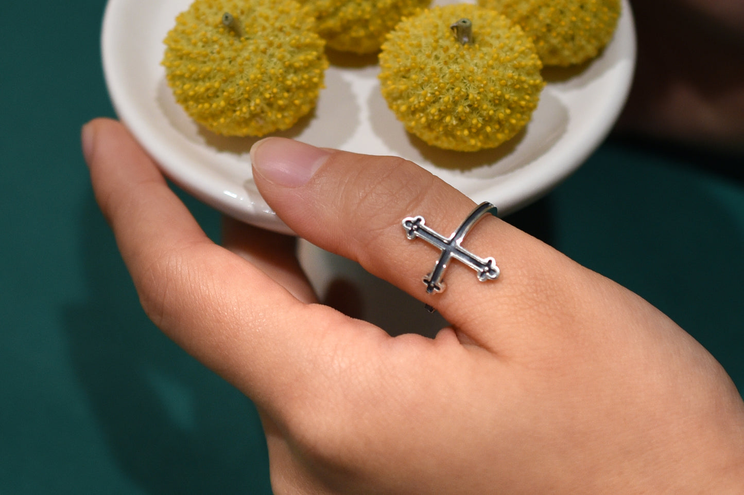 Sterling Silver Bottony Cross Ring