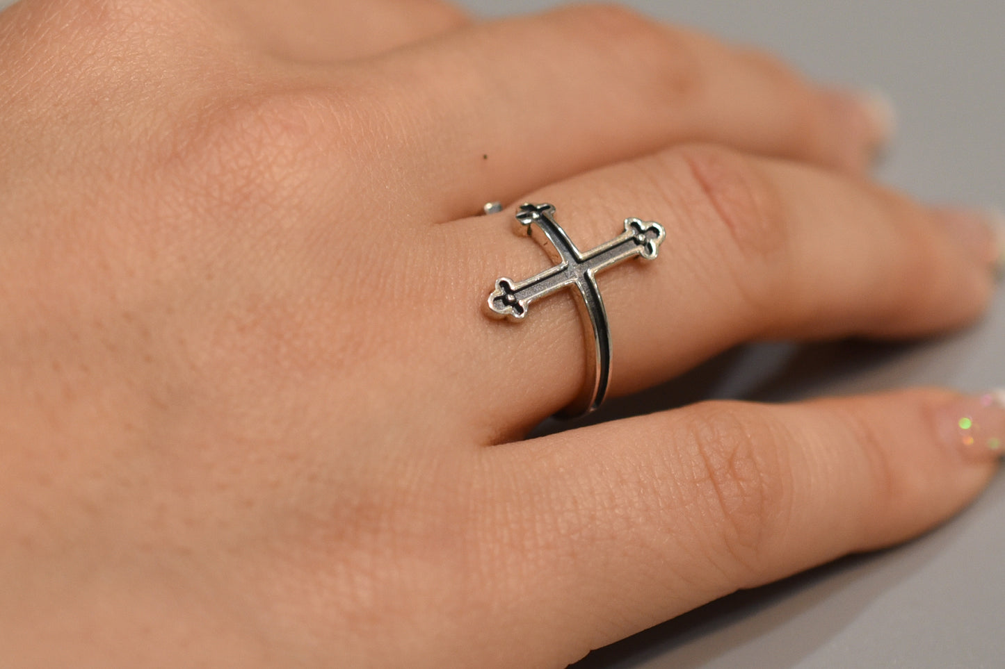 Sterling Silver Bottony Cross Ring