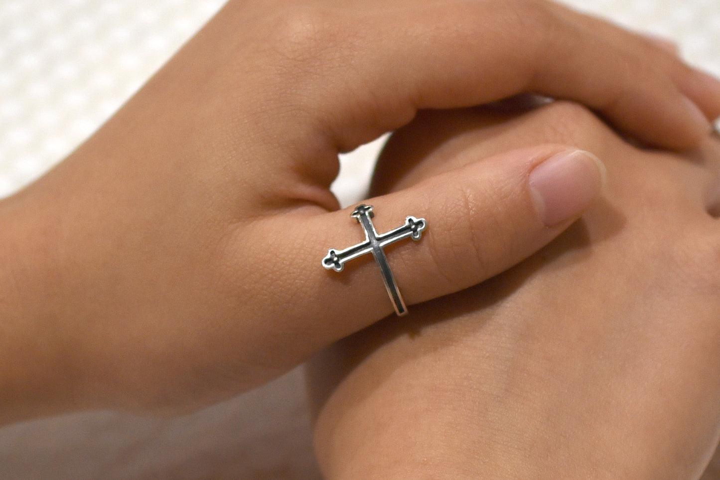 Sterling Silver Bottony Cross Ring