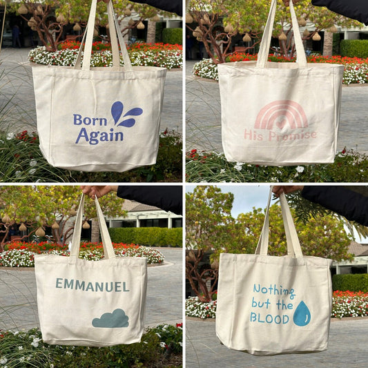 Christian Phrases UV-Printed Tote Bags