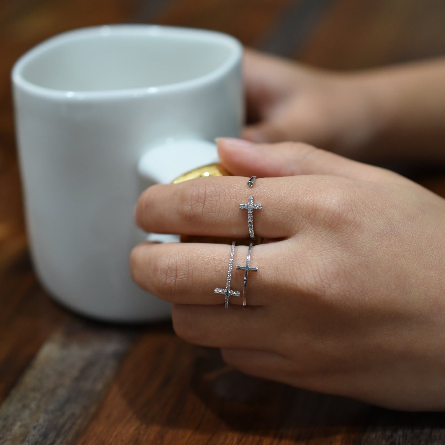 Sterling Silver Base: BB Double Cross Ring