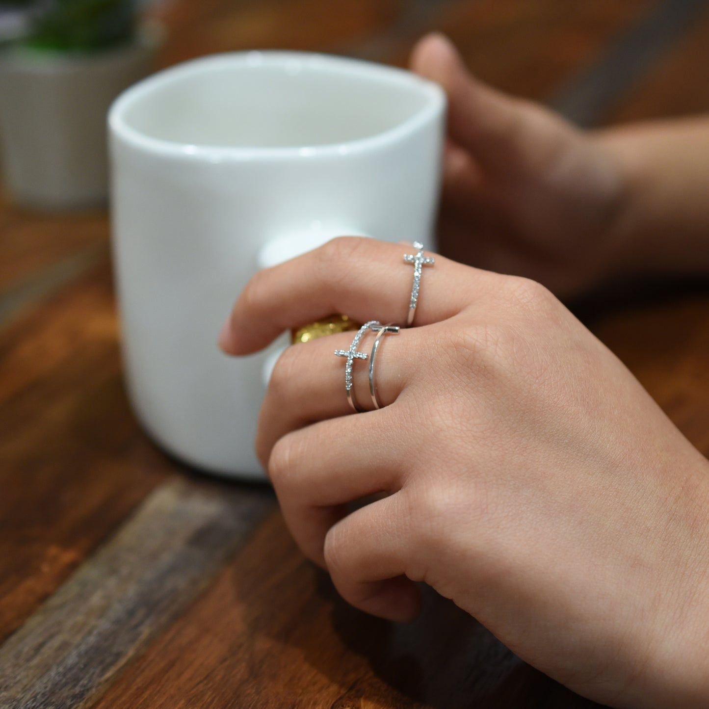 Sterling Silver Base: BB Double Cross Ring