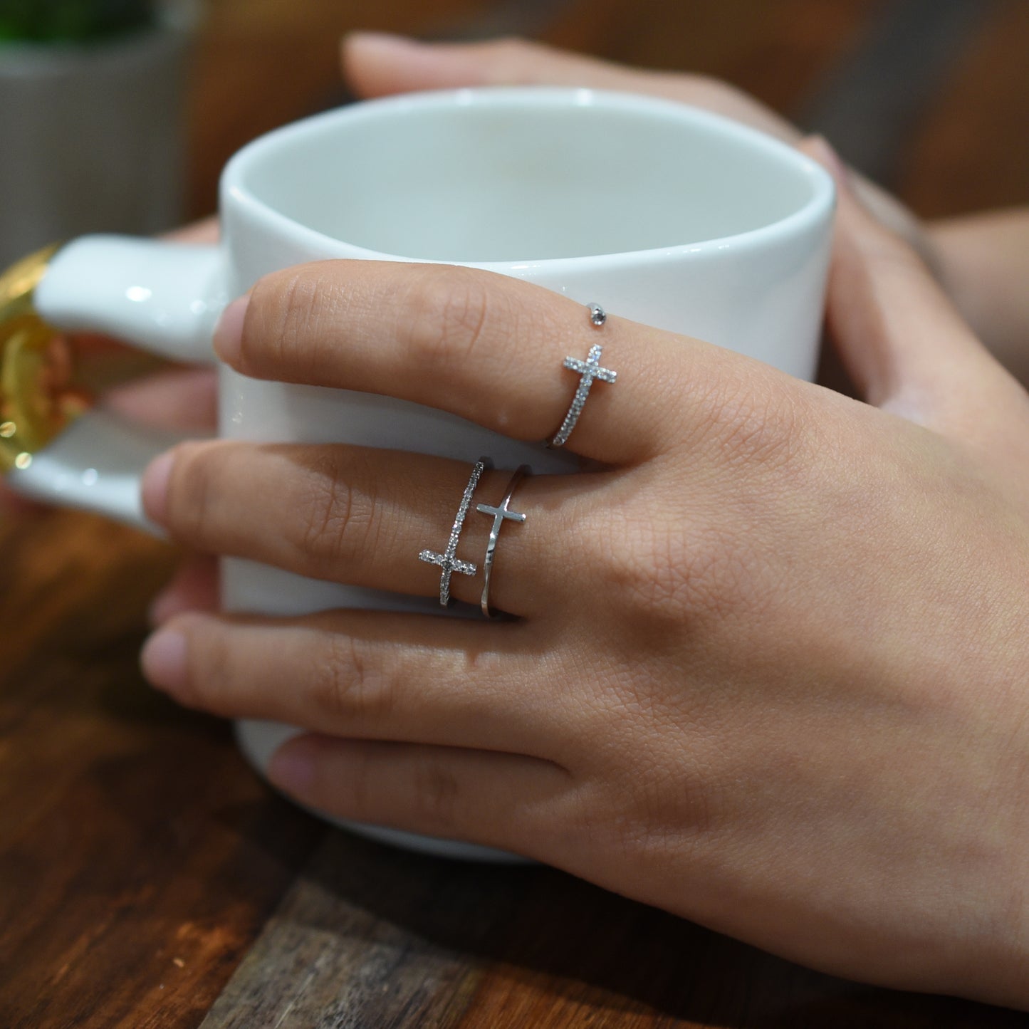 Sterling Silver Base: BB Double Cross Ring