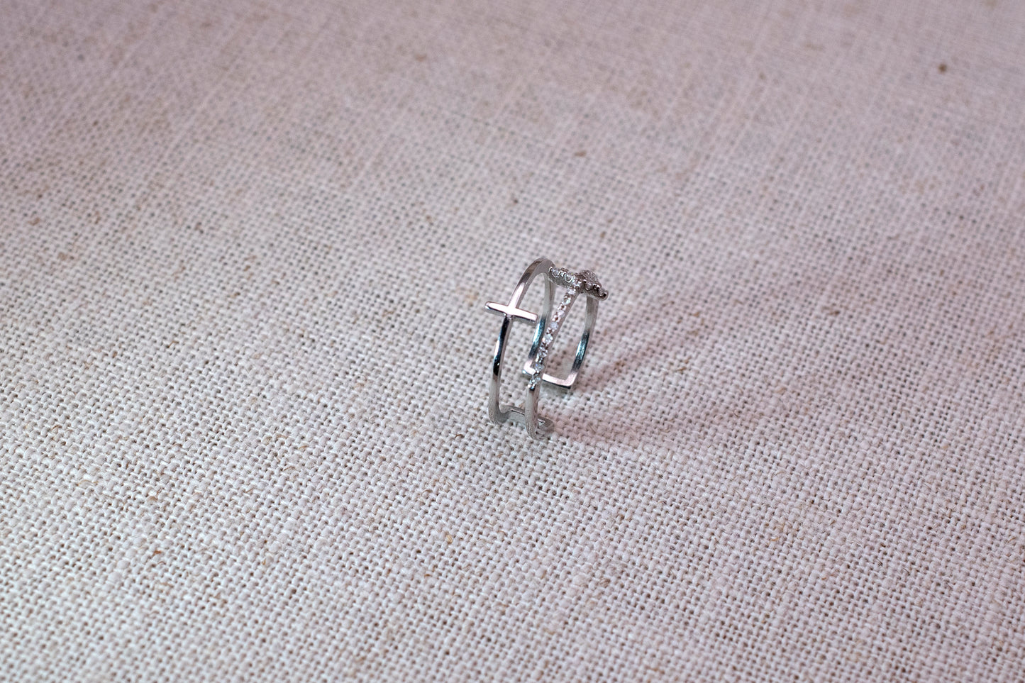 Sterling Silver Base: BB Double Cross Ring