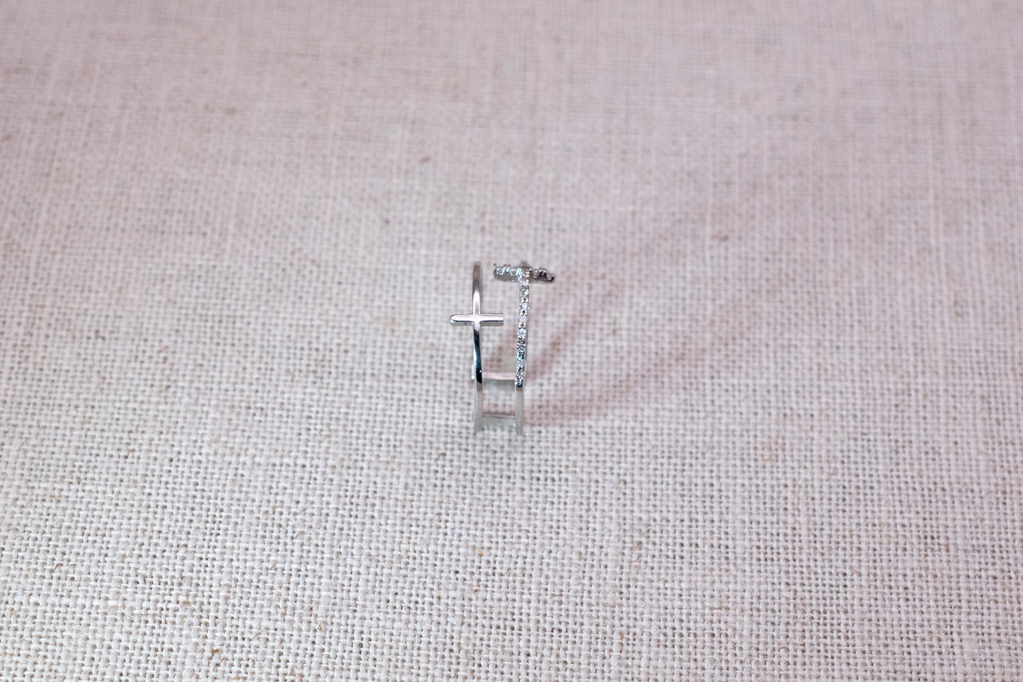 Sterling Silver Base: BB Double Cross Ring