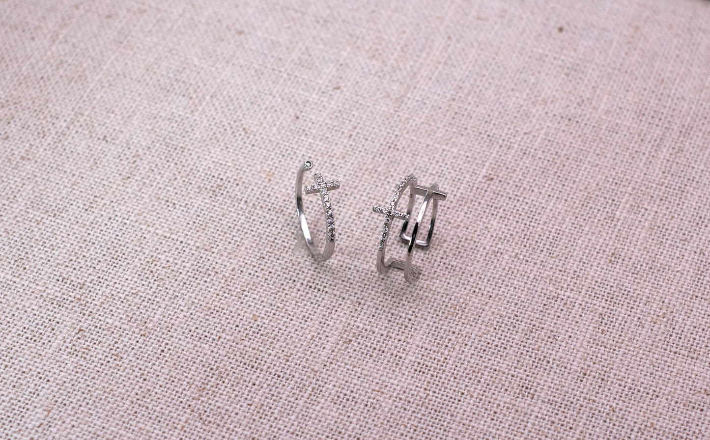 Sterling Silver Base: BB Double Cross Ring