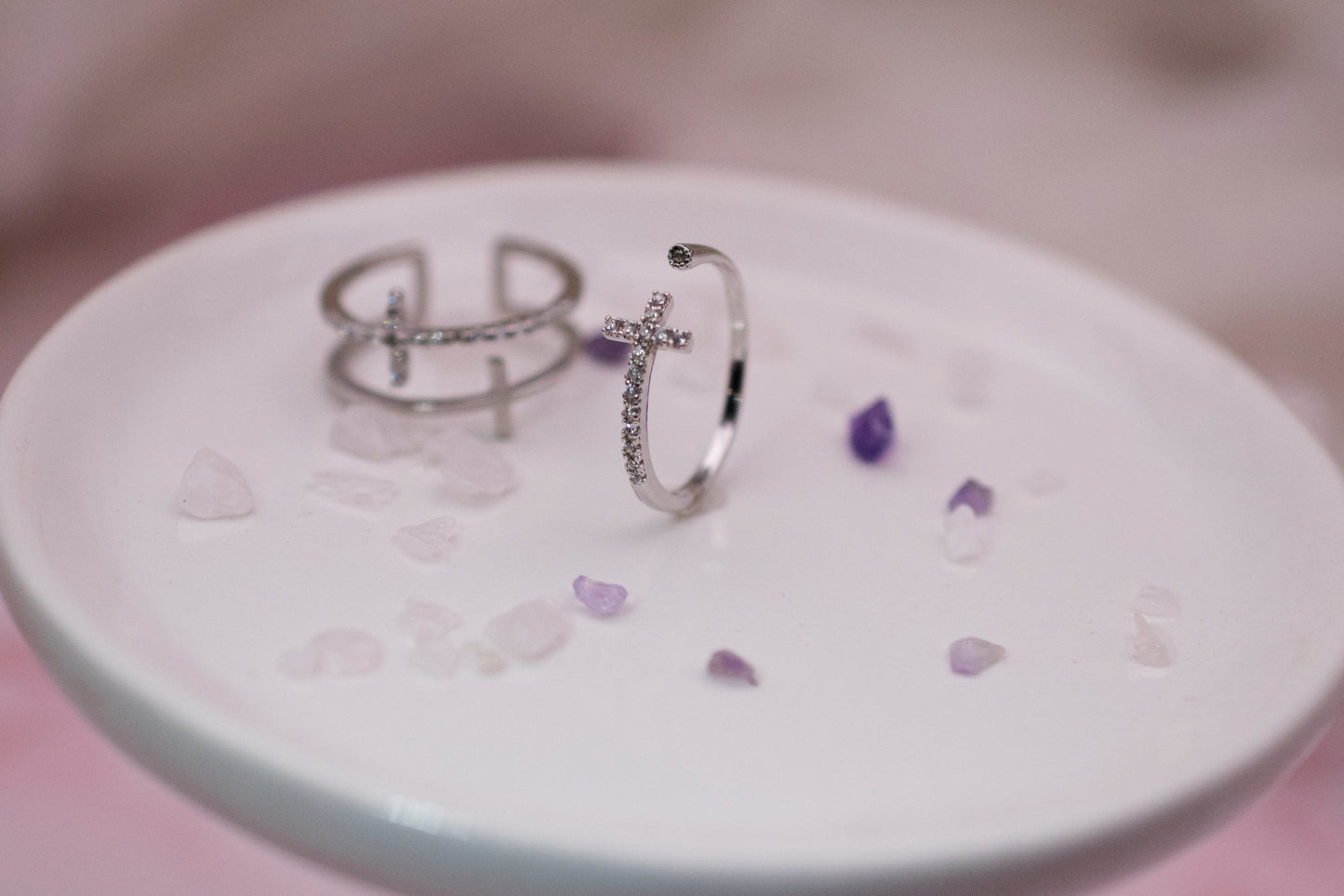 Sterling Silver Base: BB Single Cross Ring