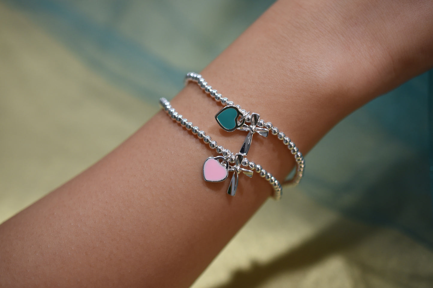 Sterling Silver Base: Enamel Heart Cross Bracelet