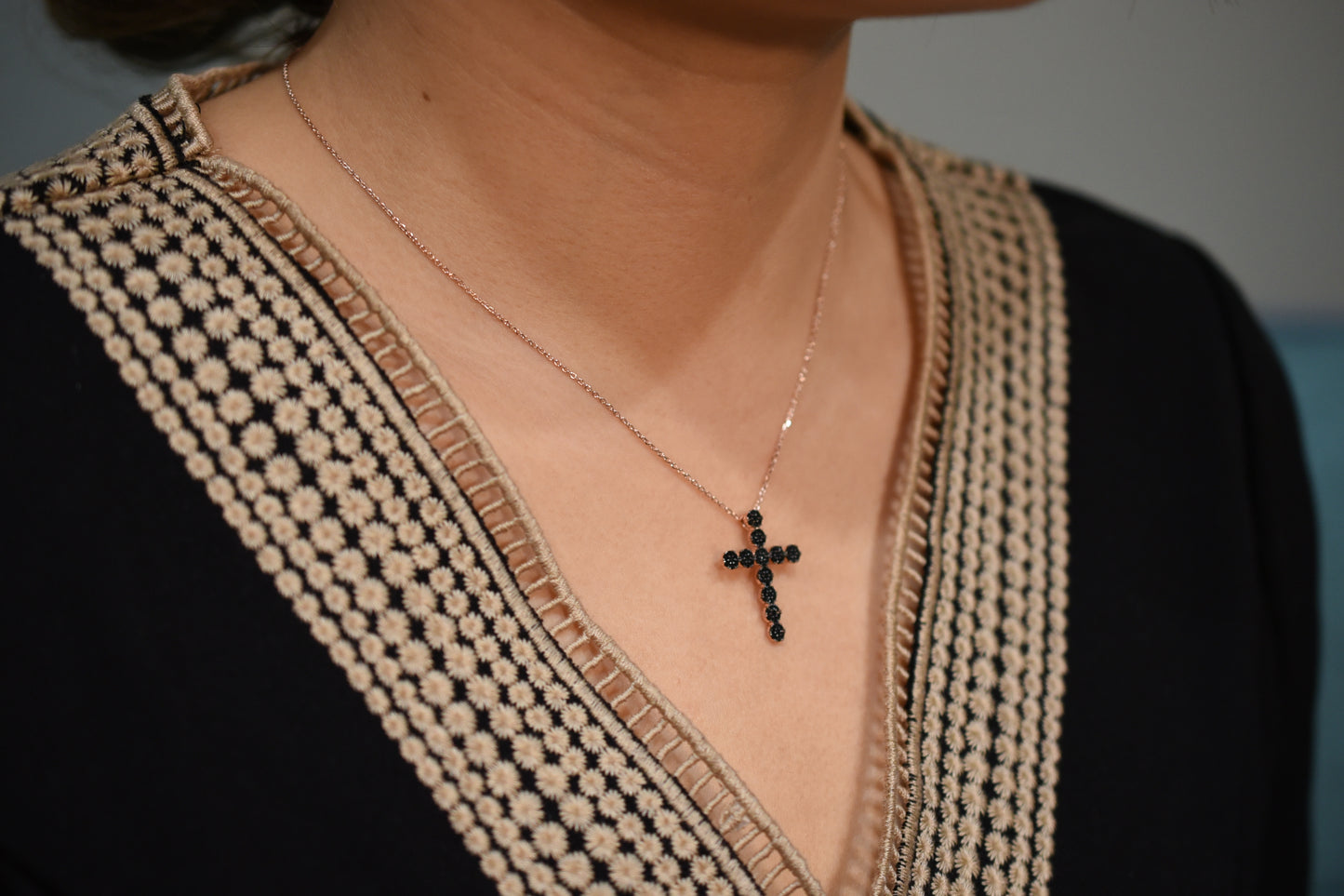 Sterling Silver Lillian Cross Necklace