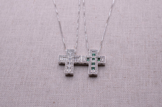 Sterling Silver Base: Elena Belle Cross Necklace (Large)