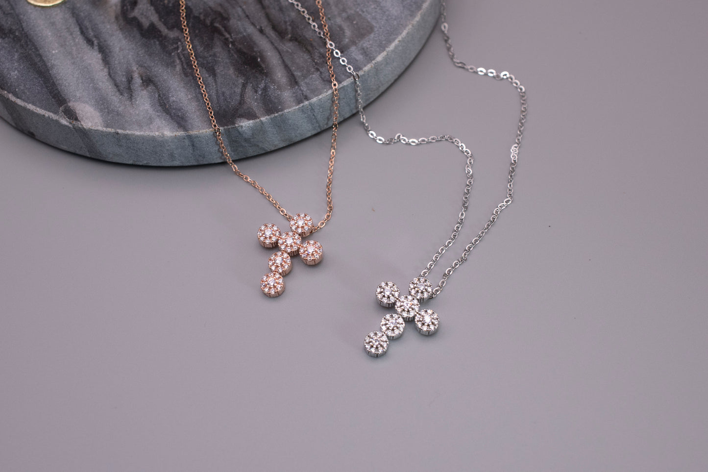 Sterling Silver Base: The Floras Cross Necklace