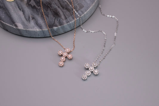 Sterling Silver Base: The Floras Cross Necklace