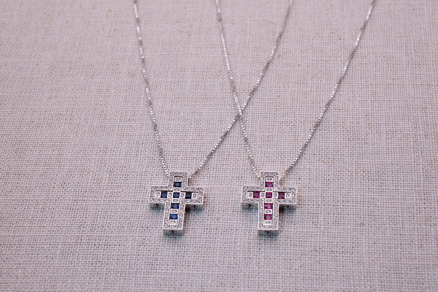 Sterling Silver Base: Elena Belle Cross Necklace (Small)