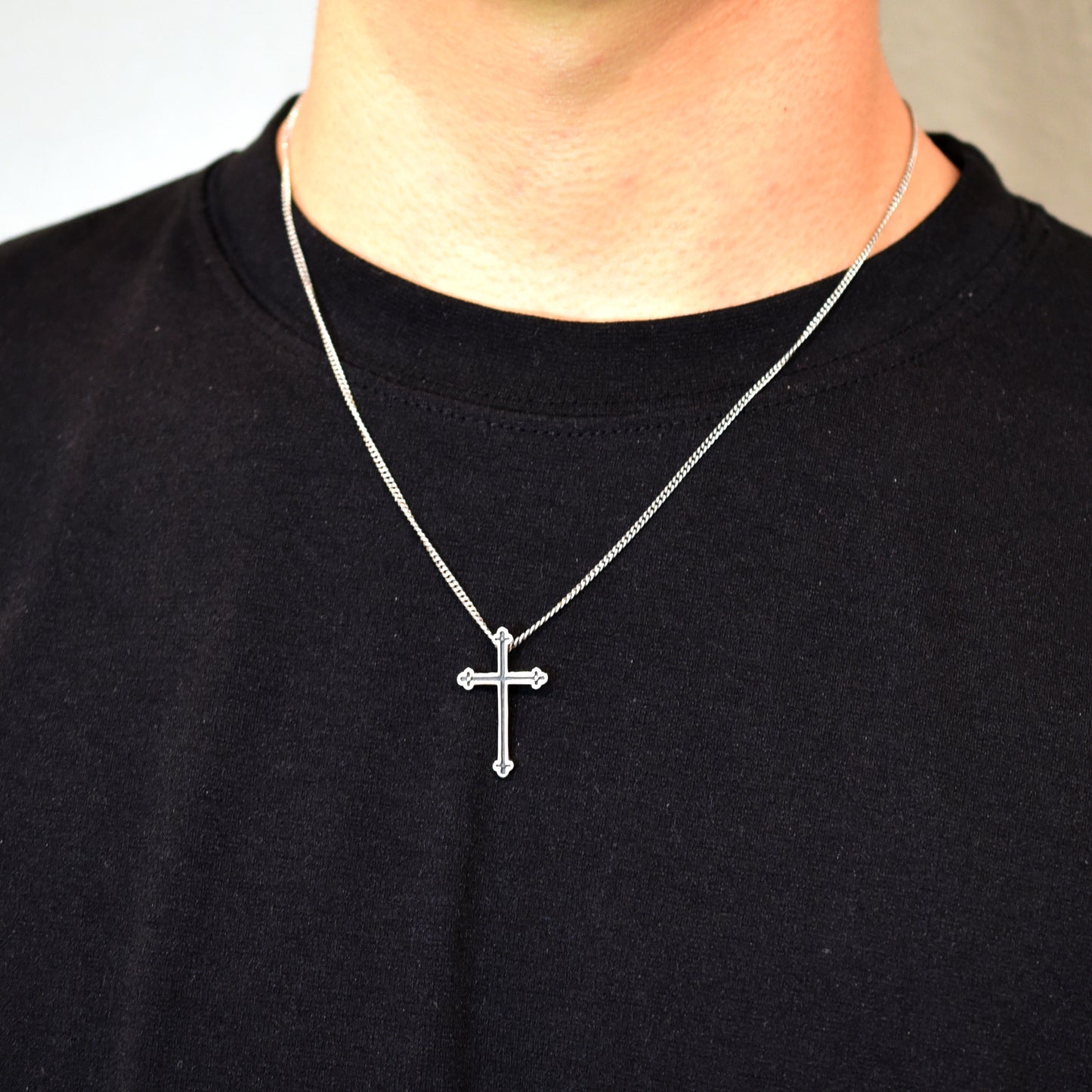 Sterling Silver Base: Bottony Cross Necklace