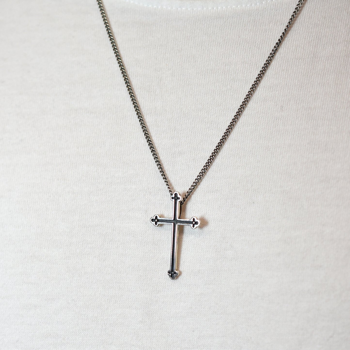 Sterling Silver Base: Bottony Cross Necklace