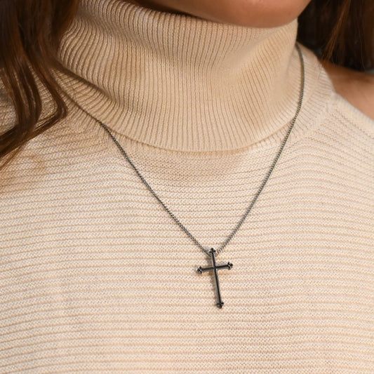 Sterling Silver Base: Bottony Cross Necklace