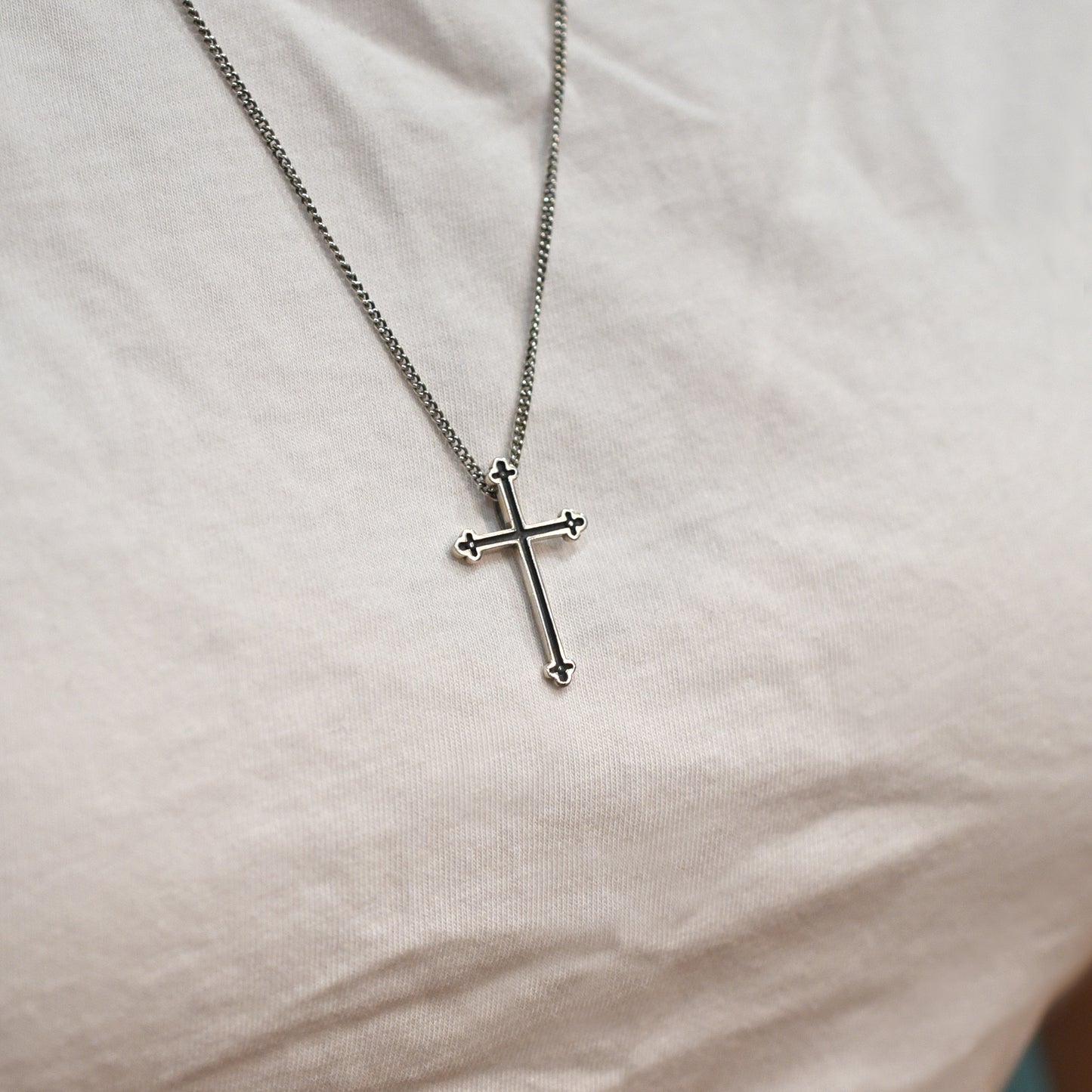 Sterling Silver Base: Bottony Cross Necklace