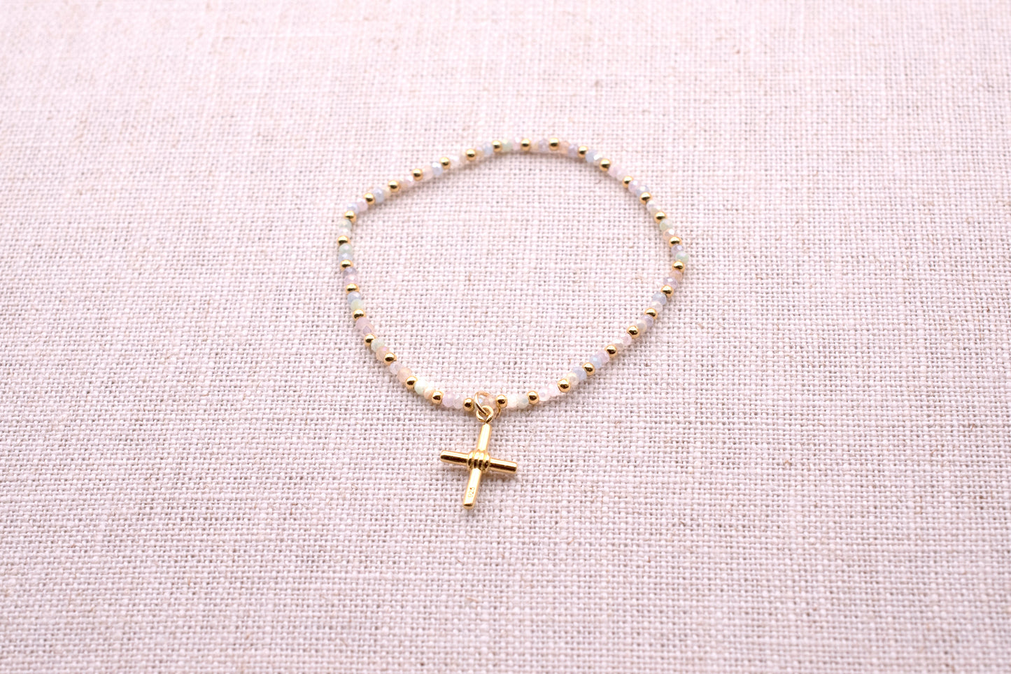 Sterling Silver Base: Tied Cross Beads Bracelet