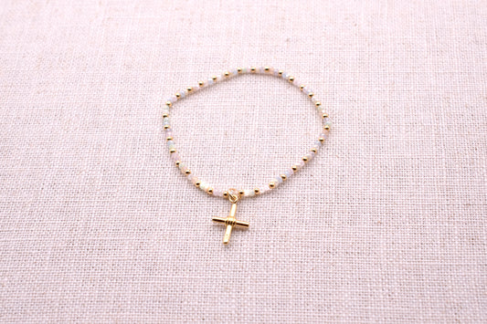 Sterling Silver Base: Tied Cross Beads Bracelet