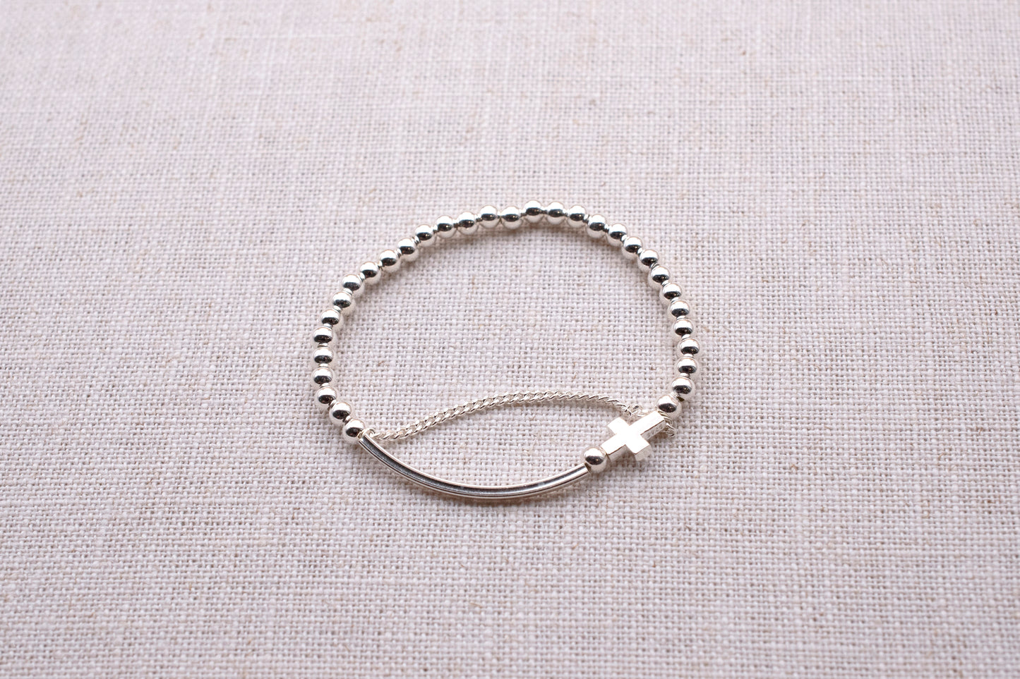 Sterling Silver Base: Tori Chain Cross Bracelet